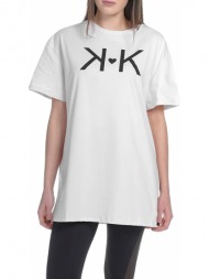μπλούζα κοντομάνικη kendall + kylie longfit oversized heart kkw3711627-off-white