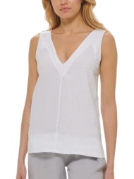 μπλούζα αμάνικη dkny με λαιμό v p2ra7l58-wht γυναικείο