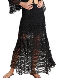 φούστα attrattivo μακριά διάτρητη κεντητή 9920390-black γυναικείο