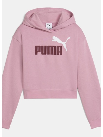 puma essential 2 παιδική cropped μπλούζα με κουκούλα