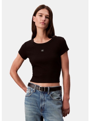 calvin klein a- woven label γυναικείο cropped t-shirt