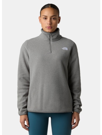 the north face w glcr flc 1/4 zip jkt tnf mid gr