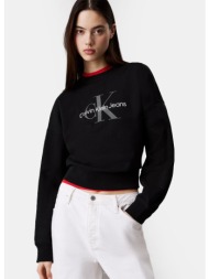 calvin klein monologo french terry γυναικεία μπλούζα φούτερ (9000250259_1469)