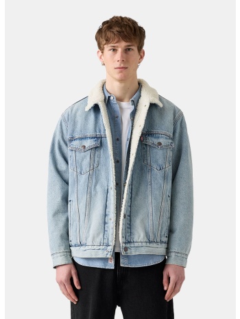 levi`s relaxed fit sherpa trkr light indigo - worn