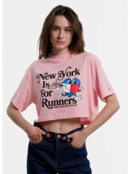 tommy jeans oversize sportees runners γυναικείο cropped t-shirt (9000138068_67196)