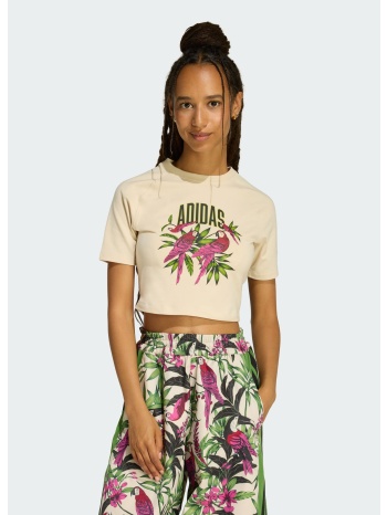 adidas sportswear w x farm rio graphic cropped t-shirt