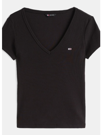 tommy jeans slim essential rib γυναικείο t-shirt