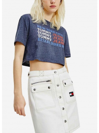 tommy jeans super flag repeat γυναικείο crop t-shirt