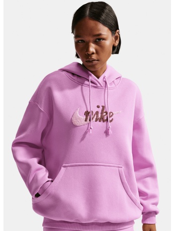 nike phoenix fleece logo γυναικεία μπλούζα με κουκούλα