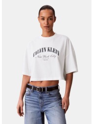 calvin klein boxy heritage crest γυναικείο cropped t-shirt (9000271158_1726)