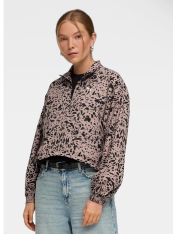 puma w ess graphic animal relaxed woven half-zip