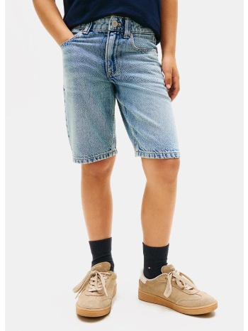 tommy jeans k straight mid blue denim shorts