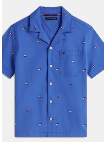 tommy jeans k stretch poplin flag shirt ss