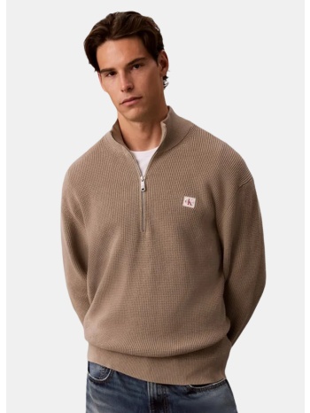 calvin klein cotton waffle half zip ανδρικό πουλόβερ
