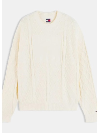 tommy jeans diamond cable knit relaxed ανδρικό πουλόβερ