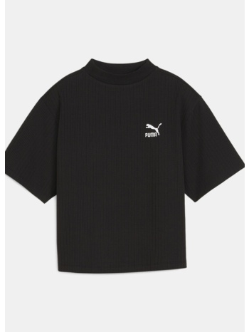 puma classics ribbed relaxed mock neck tee