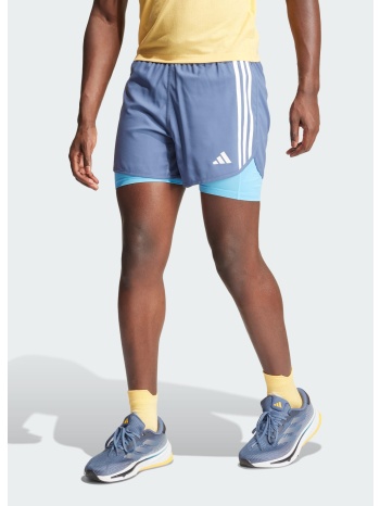 adidas own the run 3-stripes 2-in-1 shorts