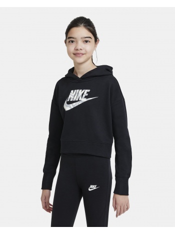 nike sportswear girls` cropped παιδική μπλούζα με κουκούλα
