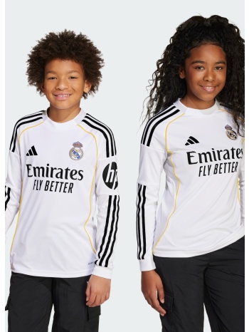adidas real madrid 25/26 long sleeve home jersey kids