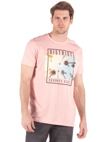 ανδρικη κοντομανικη μπλουζα district75 122mss-247-0p7 ροζ