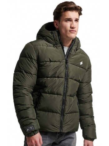 superdry hooded sports puffr jacket m5011827a-1ip πράσινο σε προσφορά
