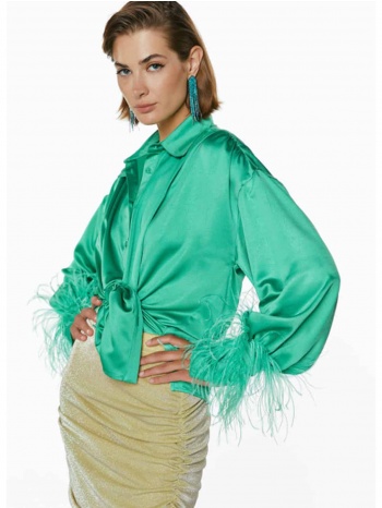 γυναικείο σατέν πουκάμισο με φτερά spell - 7042 σε προσφορά