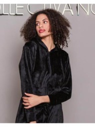 γυναικεία ζακέτα με κουκούλα και φερμουάρ collectiva noir - eveline
