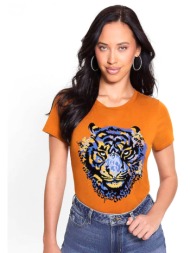 γυναικεία κοντομάνικη μπλούζα guess - ss tiger stud easy