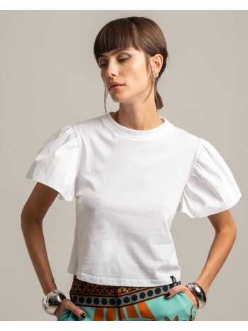 γυναικεία κοντομάνικη μπλούζα peace and chaos - frill-cotton