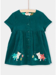 βρεφικό φόρεμα για κορίτσια διπλής όψης peacock green flowers - μπλε