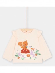 βρεφική μακρυμάνικη μπλούζα για κορίτσια beige squirrel - κοκκινο