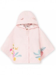 βρεφικο μπουφαν με κουκουλα σε στυλ καπα για κοριτσια - ροζ