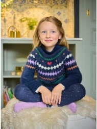 παιδικό μακρυμάνικο πουλόβερ για κορίτσια navy blue hearts - μπλε