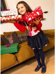 παιδική χριστουγγενιάτικη φούστα για κορίτσια blue pom pom - μπλε