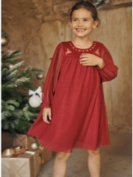 παιδικό χριστουγεννιάτικο φόρεμα για κορίτσια sergent major red velvet tulle - κοκκινο