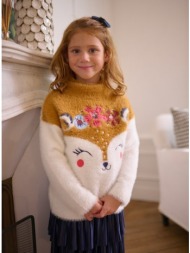 παιδικό μακρυμάνικο πουλόβερ για κορίτσια white/beige foxy - λευκο