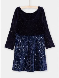 παιδικό μακρυμάνιικο χριστουγεννιάτικο φόρεμα για κορίτσια midnight blue sequin - μπλε