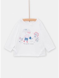 βρεφική μακρυμάνικη μπλούζα για κορίτσια λευκή little girl - λευκο