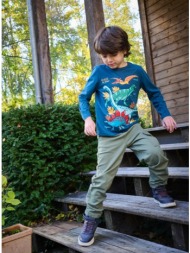 παιδική μακρυμάνικη μπλούζα για αγόρια πετρόλ dino - μπλε