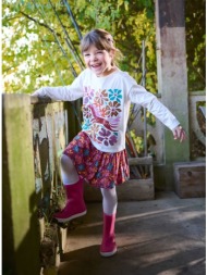 παιδική φούστα για κορίτσια διπλής όψης pink floral - μπορντο