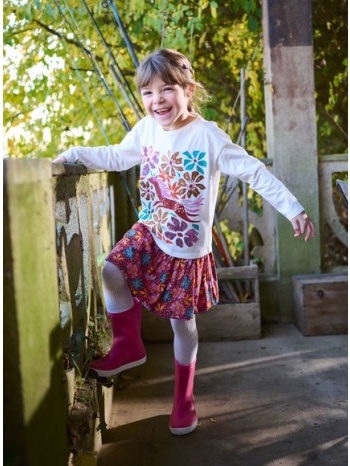 παιδική φούστα για κορίτσια διπλής όψης pink floral  σε προσφορά