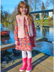 παιδικό μακρυμάνικο φόρεμα για κορίτσια multicolour floral - μπορντο