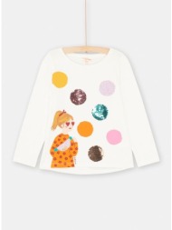 παιδική μακρυμάνικη μπλούζα για κορίτσια white sequin girl - εκρου