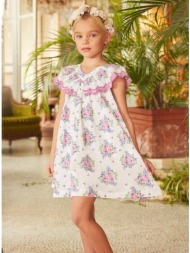 παιδικό φόρεμα για κορίτσια pink white flowers - λευκο