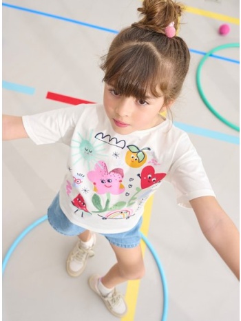 παιδική μπλούζα κοντομάνικη για κορίτσια - εκρου