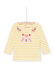 βρεφική μακρυμάνικη μπλούζα για κορίτσια yellow cat - λευκο