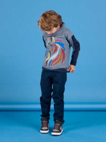 παιδικο γκρι φουτερ με κουκουλα για αγορια - σκουρο μπλε σε προσφορά