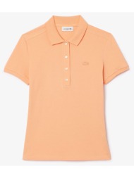 lacoste γυναικεία μπλούζα πόλο πικέ κοντομάνικη με κεντημένο λογότυπο slim fit - pf5462 ροδακινί