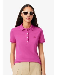 lacoste γυναικεία μπλούζα πόλο πικέ κοντομάνικη με κεντημένο λογότυπο slim fit - pf5462 ροζ hot
