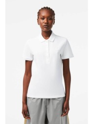 lacoste γυναικεία μπλούζα πόλο πικέ κοντομάνικη με κεντημένο λογότυπο slim fit - pf5462 λευκό